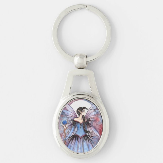 Porte-clés Lune de la fantaisie féerique d'hiver (Devant)