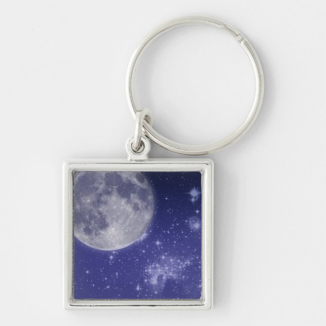 Porte-clés Lune et étoiles brillantes (Devant)