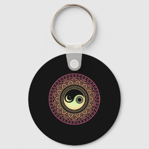 Porte-clés Lune et Soleil Yin Yang Mandala 