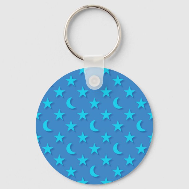 Porte-clés Lunes bleues et étoiles motif (Recto)
