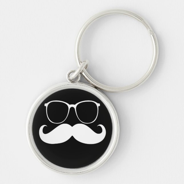 Porte-clés Lunettes de Mustache blanche amusantes sur Arrière (Devant)