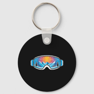Porte-clés Lunettes de Ski Art Nature Montagnes Ski Minimalis