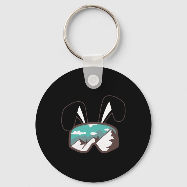 Porte-clés Lunettes de ski snowboard oreilles de lapin cadeau (Recto)