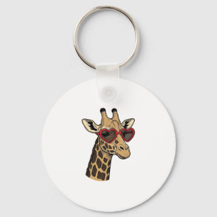 Porte-clés Lunettes de soleil à cœur de girafe gravé vintage 