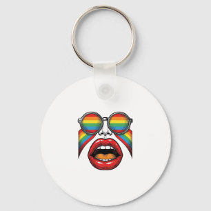Porte-clés Lunettes de soleil arc-en-ciel rétro lèvres visage