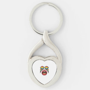 Porte-clés Lunettes de soleil arc-en-ciel rétro lèvres visage