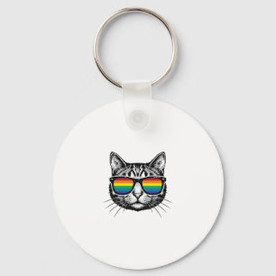 Porte-clés Lunettes de soleil arc-en-ciel vintage Chat Fierté