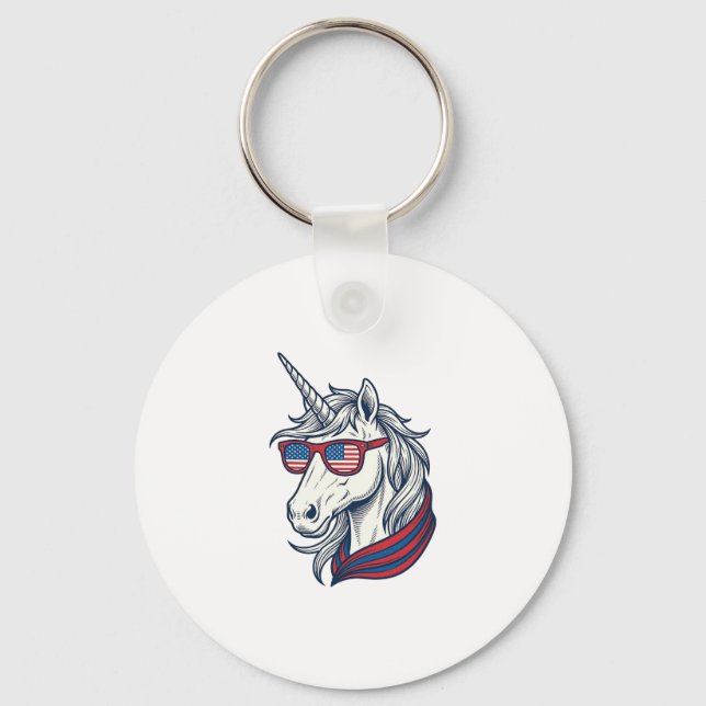 Porte-clés Lunettes de soleil drapeau licorne patriotique vec (Recto)