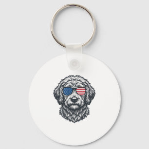 Porte-clés Lunettes de soleil pour chien patriotiques vintage
