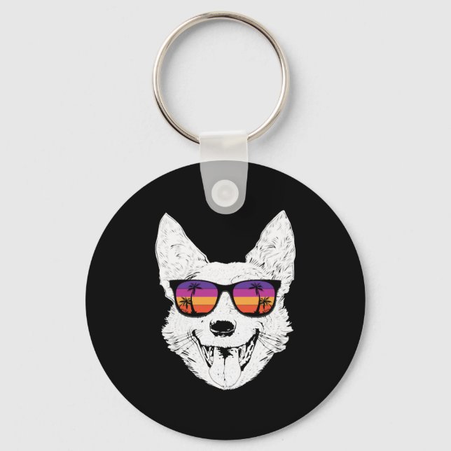 Porte-clés Lunettes de soleil Retro Australian Cattle Dog (Recto)