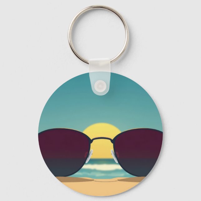 Porte-clés Lunettes de soleil rétro de plage et soleil (Recto)
