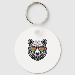 Porte-clés lunettes de soleil vintage ours graphique vectorie