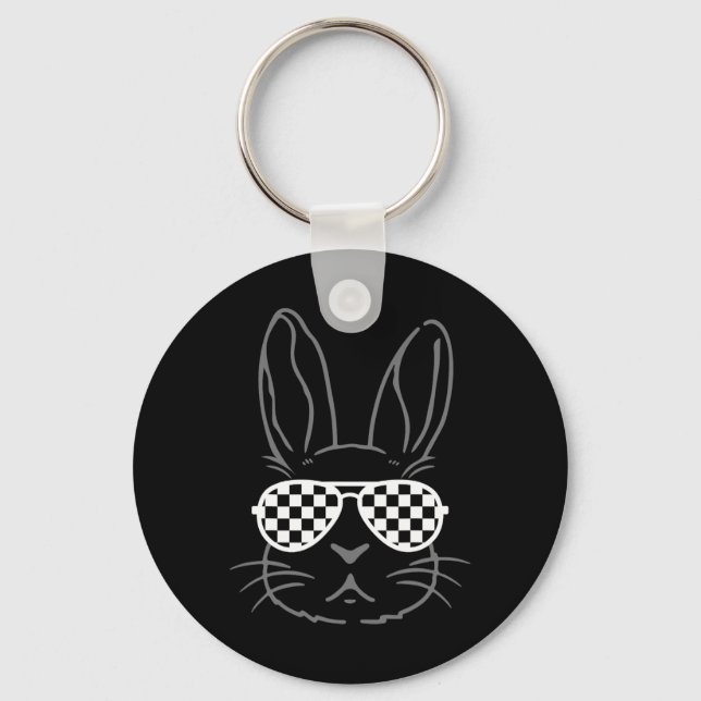 Porte-clés Lunettes rétro oreilles de lapin drôle de course d (Recto)