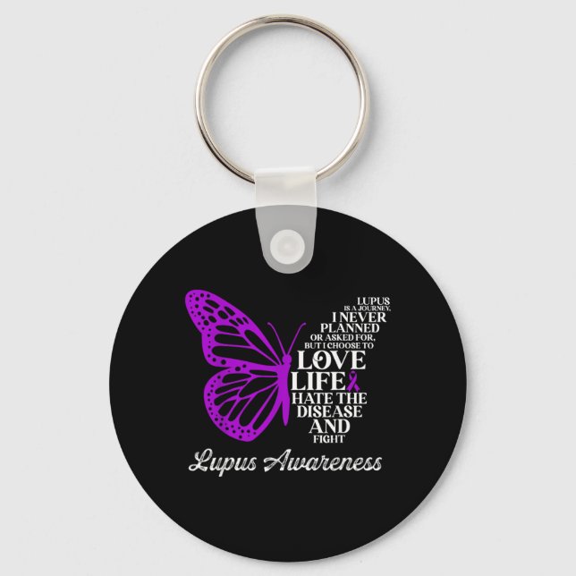 Porte-clés Lupus Érythémateux Systémique Papillon Violet (Recto)