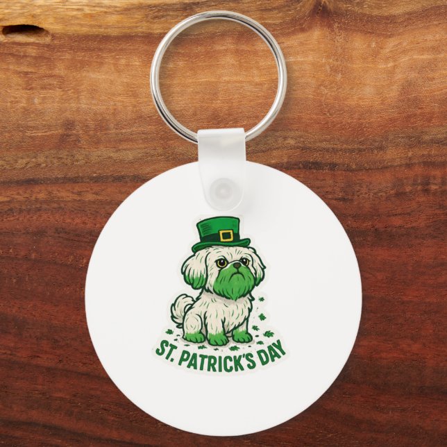 Porte-clés Lutin Vert Shih Tzu St.Patrick's Day (Verso)