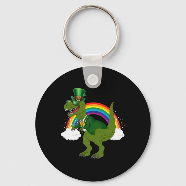 Porte-clés Lutins Dinosaure T-rex Arc-en-ciel St Patrick  (Recto)