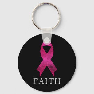 Porte-clés Lutte Rosée Du Ruban Du Cancer Du Sein Faith Heal