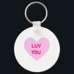 Porte-clés LUV YOU Pink Conversation Heart<br><div class="desc">abréviation "I Love You" sur un coeur rose.</div>