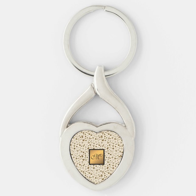 Porte-clés Luxe Moderne Élégant Amour Or Coeur (Devant)