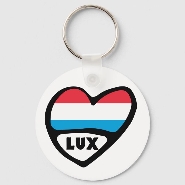 Porte-clés Luxembourg Code Pays Drapeau Coeur LUX (Recto)