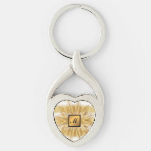 Porte-clés Luxury Gold Parties scintillant White Monogramme C