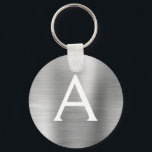 Porte-clés Luxury Silver Faux Stainless Steel Monogram<br><div class="desc">Luxury Silver Faux Stainless Steel Metallic Elegant Keychain. These Keychains can be customized to include your initial and first name. These key chains make great birthday,  bridal shower or bachelorette party favors.</div>