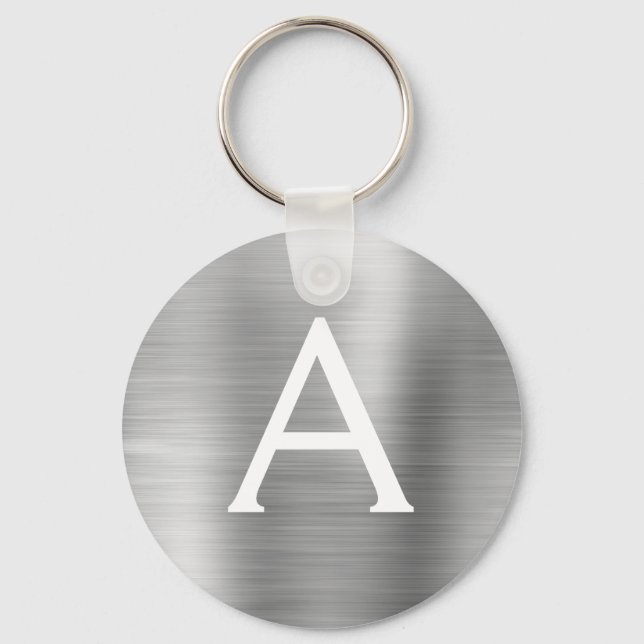 Porte-clés Luxury Silver Faux Stainless Steel Monogram (Recto)