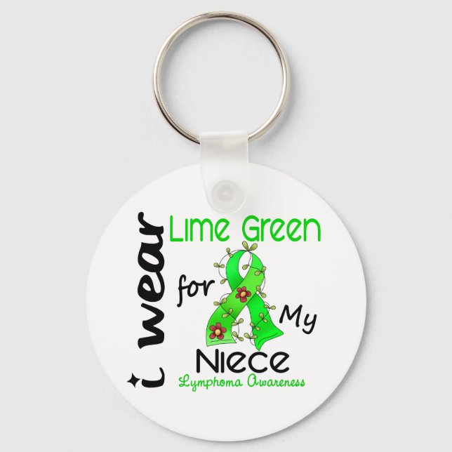 Porte-clés Lymphome Je Porte De La Chaux Vert Pour Ma Nièce 4 (Recto)