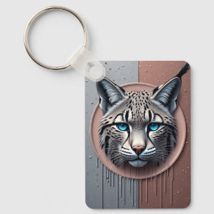 Porte-clés Lynx sauvage géométrique avec des détails modernes