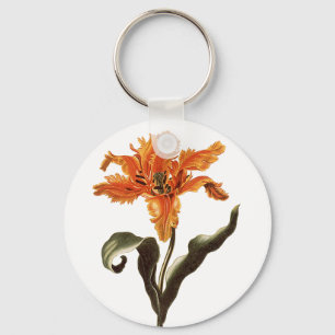 Porte-clés Lys orangé fantaisie vintage en fleurs, fleurs de 