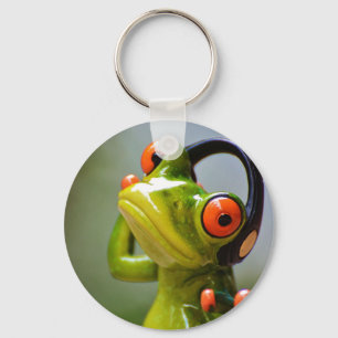Porte-clés M. Frog avec casque Porte - clé du bouton