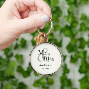 Porte-clés M. & Mme Mariage Clavier personnalisé Nom et date