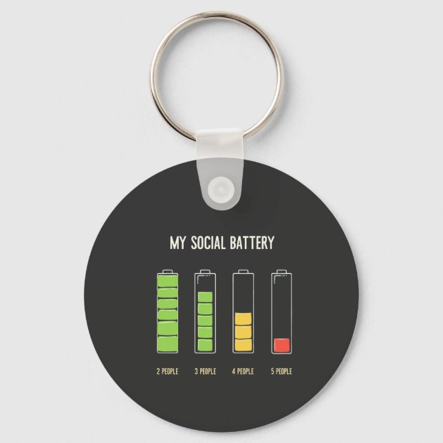 Porte-clés Ma batterie sociale introvertit l'Humour social (Recto)