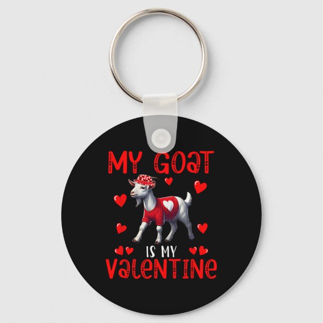 Porte-clés Ma chèvre est mon cœur de la Saint-Valentin Fermie (Recto)