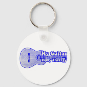 Porte-clés Ma guitare est ma thérapie. guitare bleu vintage