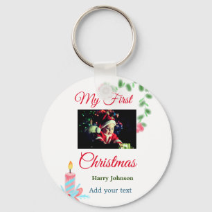 Porte-clés Ma première bougie de Noël ajouter photo bébé nom
