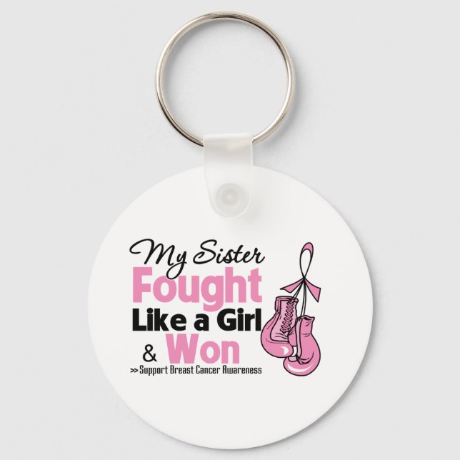 Porte-clés Ma soeur s'est battue comme une fille - Cancer du  (Recto)