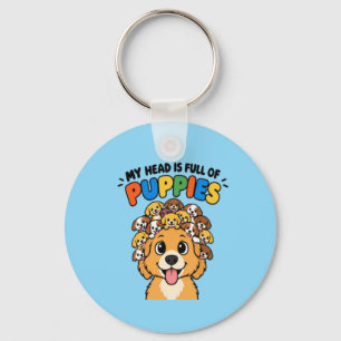Porte-clés Ma tête est pleine de chiots Mignon doodle de chie
