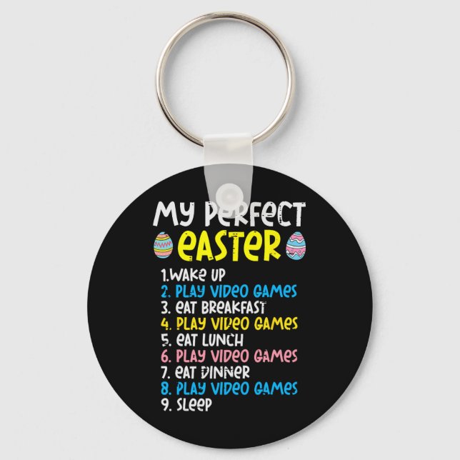 Porte-clés Ma vidéo de jeu parfaite pour Pâques Joueur de jeu (Recto)