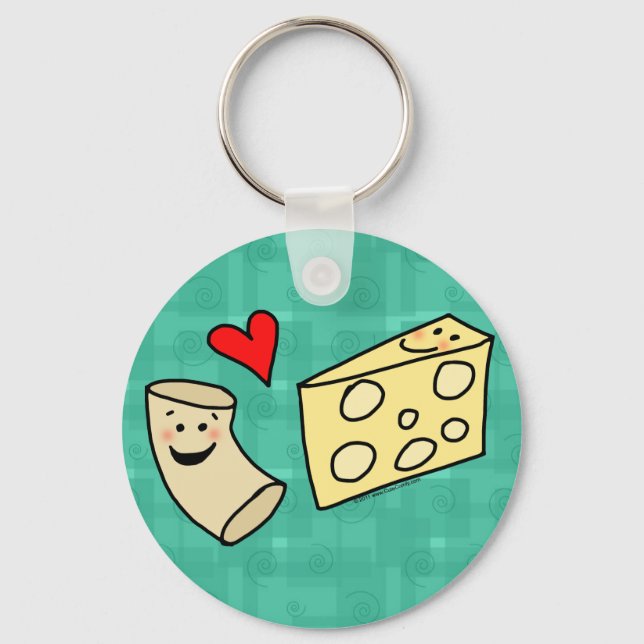 Porte-clés Mac aime Fromage, Funny Cute Macaroni + Fromage (Recto)