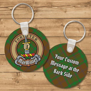 Porte-clés MacAlister de Glenbarr Crest sur la chasse Tartan