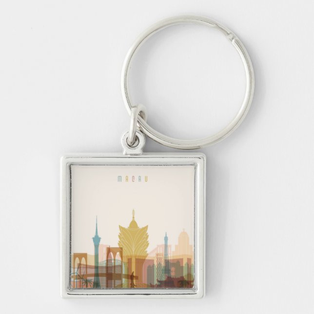 Porte-clés Macao, horizon de ville de la Chine | (Devant)