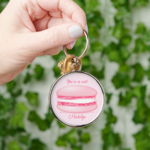 Porte-clés macaron rose mignon si doux nom filles
