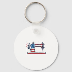 Porte-clés Machine à coudre patriotique Gravure vintage Vecto