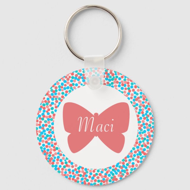 Porte-clés Maci papillon à points (Recto)