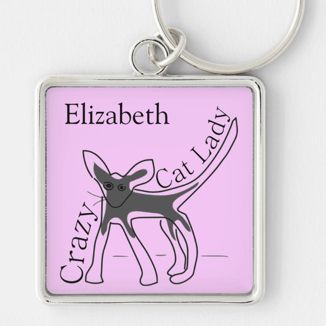 Porte-clés Madame folle Funny Cat Personalized Design de chat (Devant)