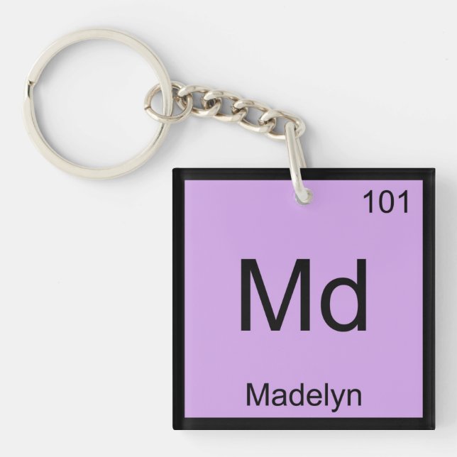 Porte-clés Madelyn Nom Chimie Élément Tableau Périodique (Devant)