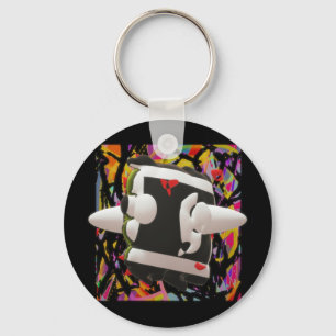 Porte-clés Madness art mosaïque couleurs profondes noir encad