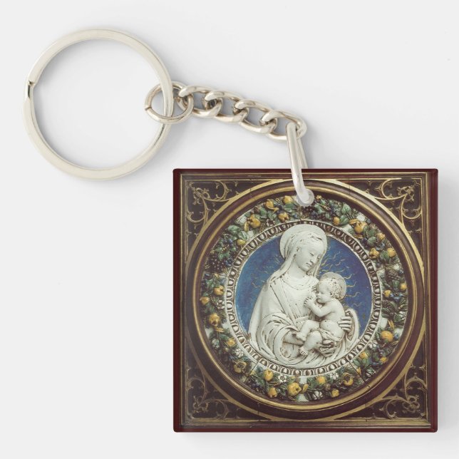 Porte-clés MADONNA AVEC ENFANT Ave Maria Parchemin de prière (Devant)