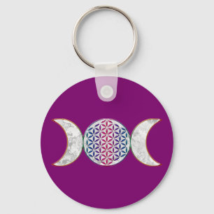 Porte-clés Magic Triple Moon - Spirit Flower Of Life 2 Bouton
